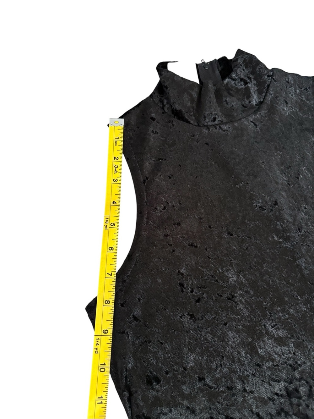VTG 90s Zanoni by Jalate Crushed Velvet Mock Neck Dress Black Medium Goth Grunge - Picture 6 of 12